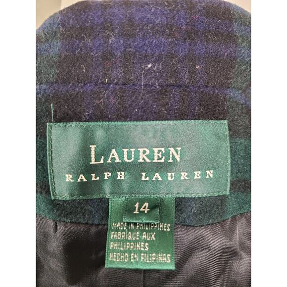 Lauren Ralph Lauren Green Plaid Wool Cashmere Blend Quiet Luxury Academia Blazer - Picture 5 of 6